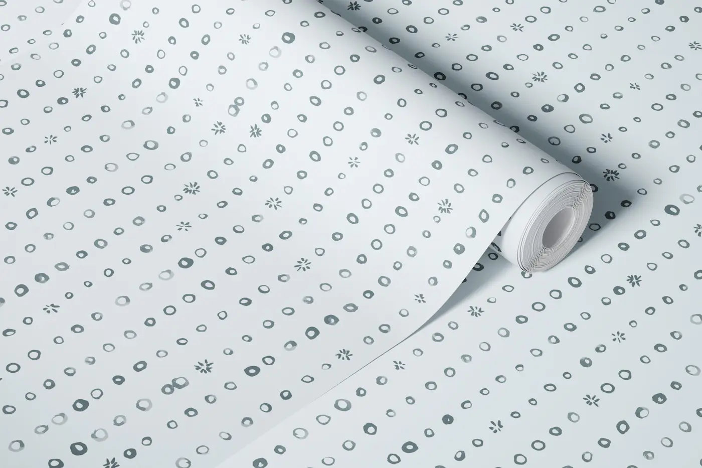 Muted Blue Hand Drawn Minimal Dot Stripes wallpaper roll