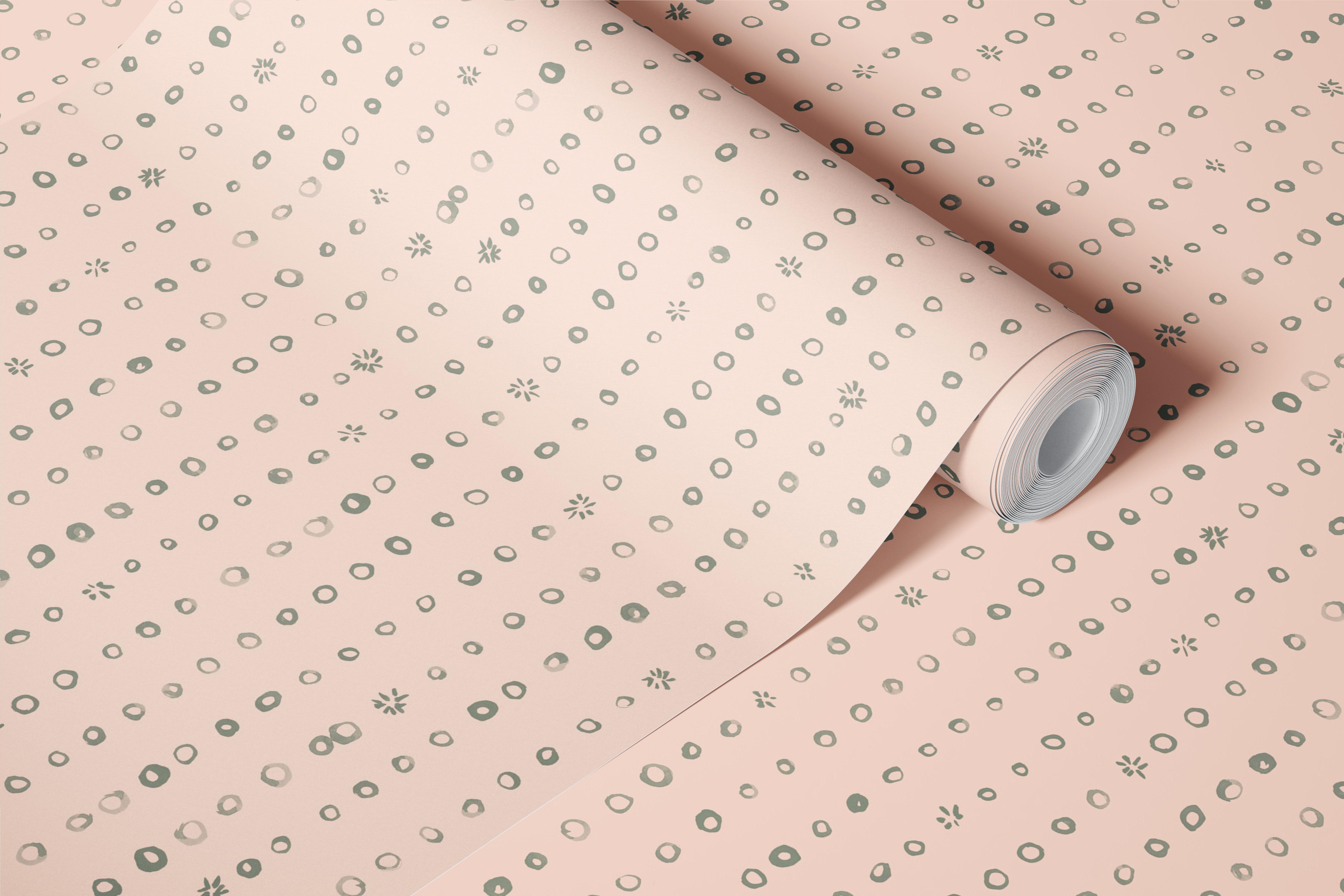 Pastel blush hand-drawn minimal dot stripes wallpaper