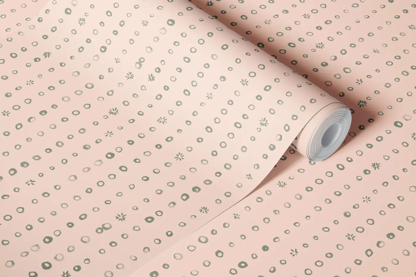 Pastel Blush Hand Drawn Minimal Dot Stripes wallpaper roll