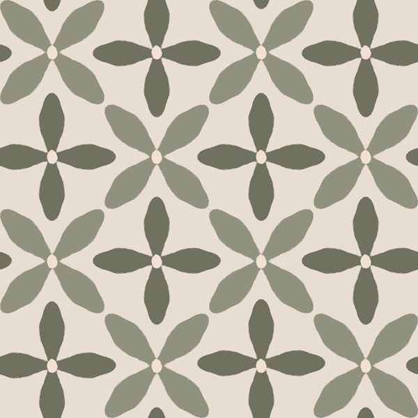Mid Century Sage Green Flower Grid
