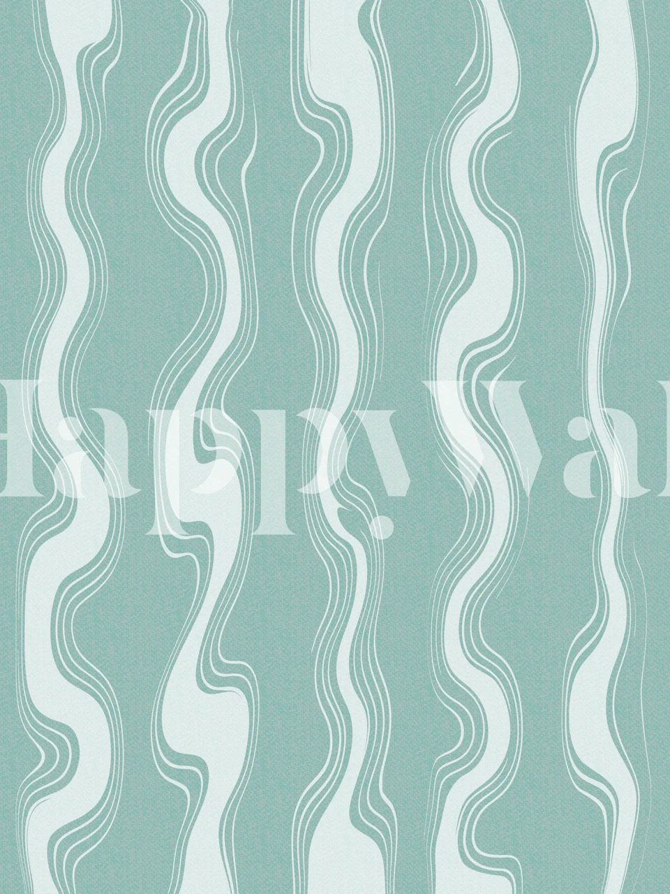 Mint Aqua Wavy Stripes tapet