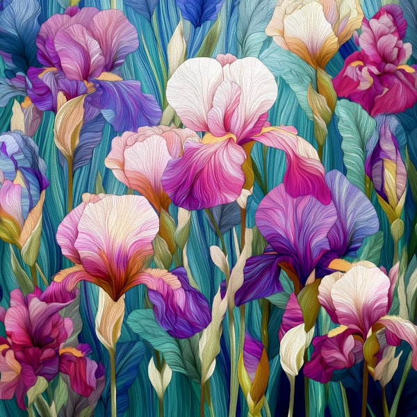 Pink Purple Iris Floral