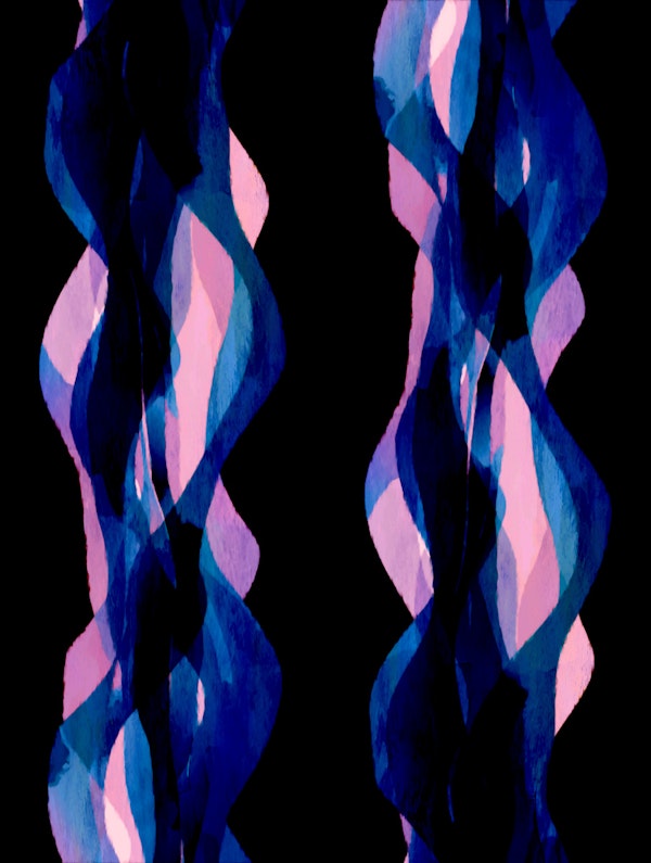 Midnight Blue Wave Stripes