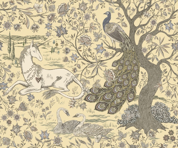 Unicorn Garden Tapestry Cornsilk Yellow