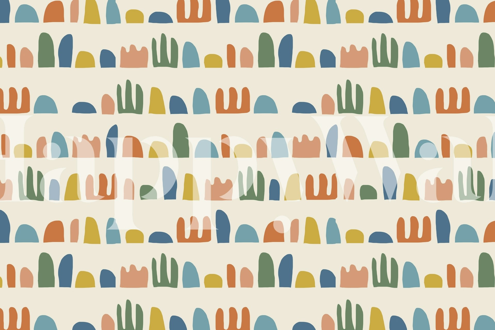 Colorful abstract mountain shapes in earthy tones wallpaper