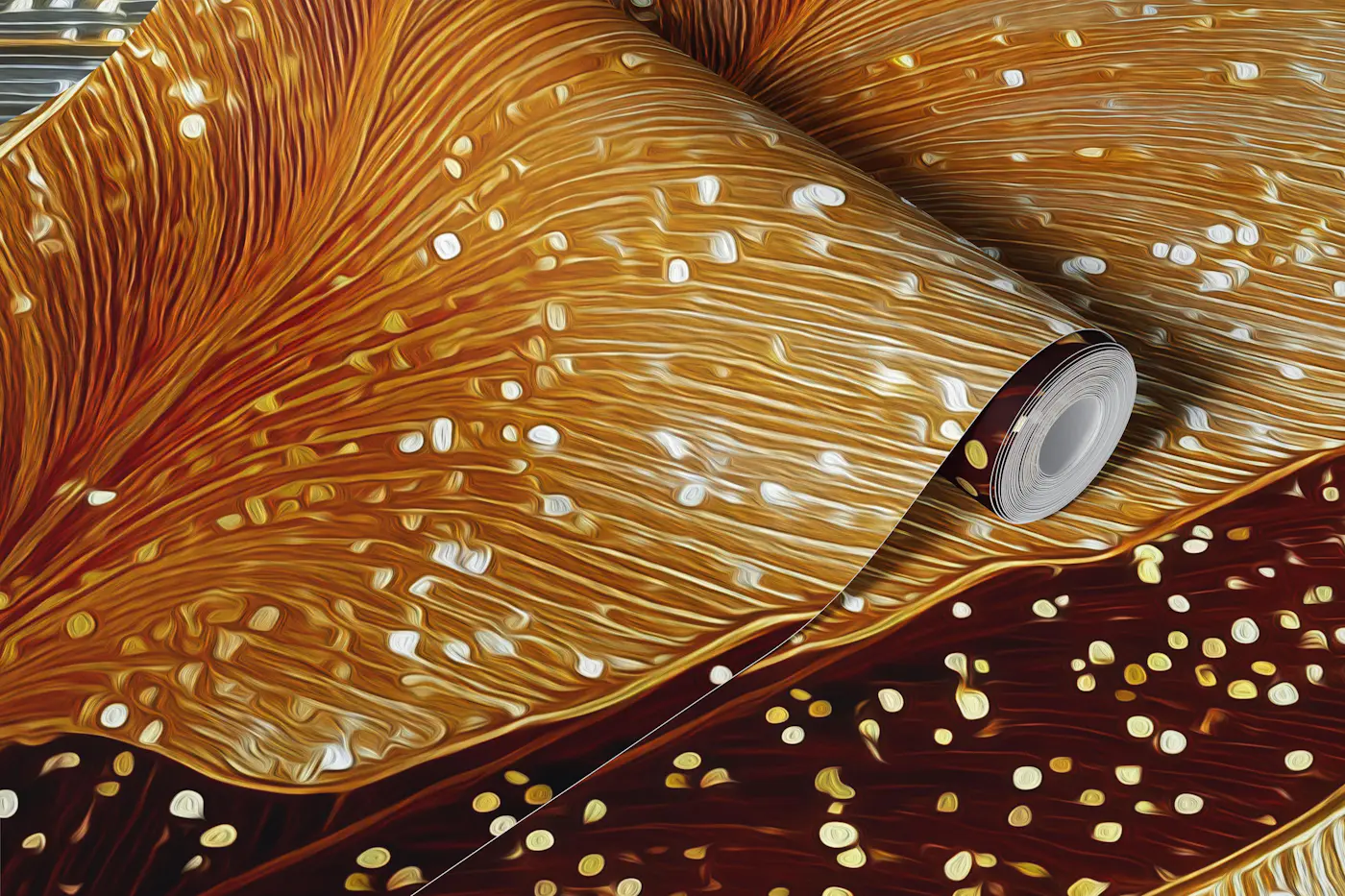 Gold Silver Leaves Painterly wallpaper roll