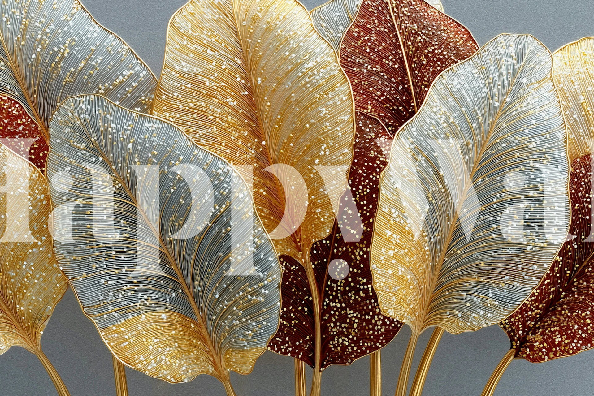 Gold Silver Leaves Painterly behang