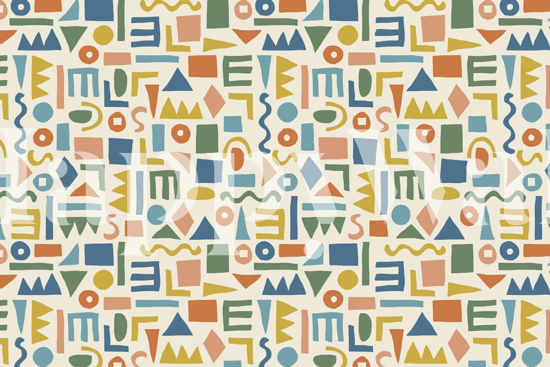 Colorful Shapes tapet vist i et rum