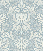 coral damask - faded blue wallpaper