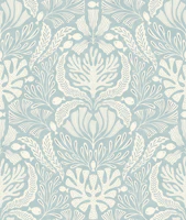 coral damask - light grey blue wallpaper