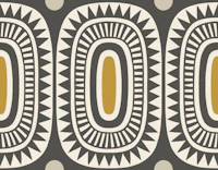 geometric sun ovals - black and mustard tapete