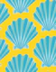Retro Scallop Shells - Turquoise Sunny Yellow