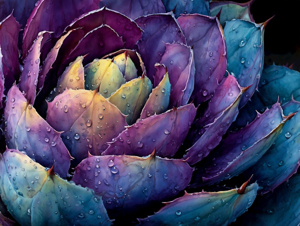 Watercolor Succulent Bloom