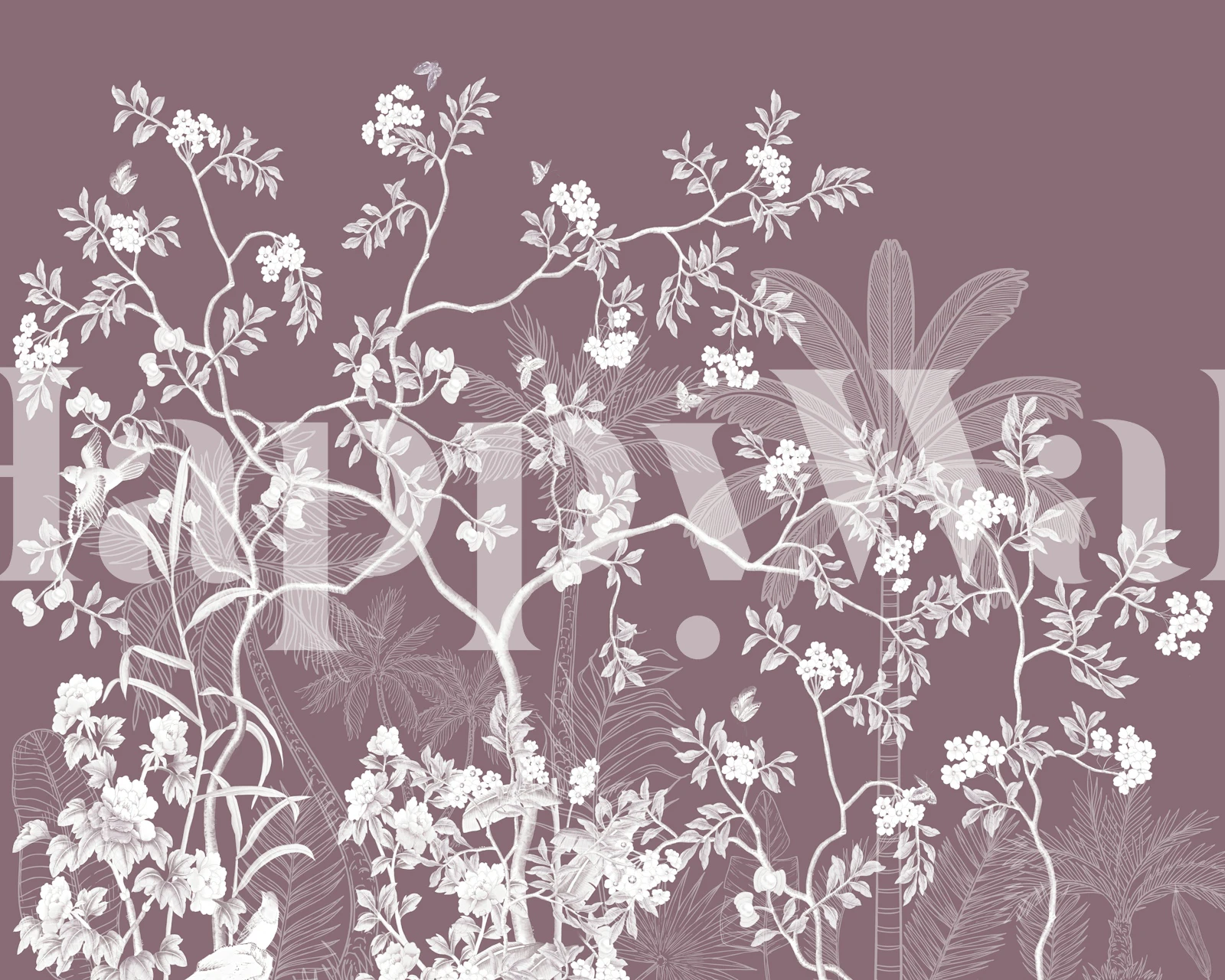 Tapet Charming Floral Dreamscape într-o cameră