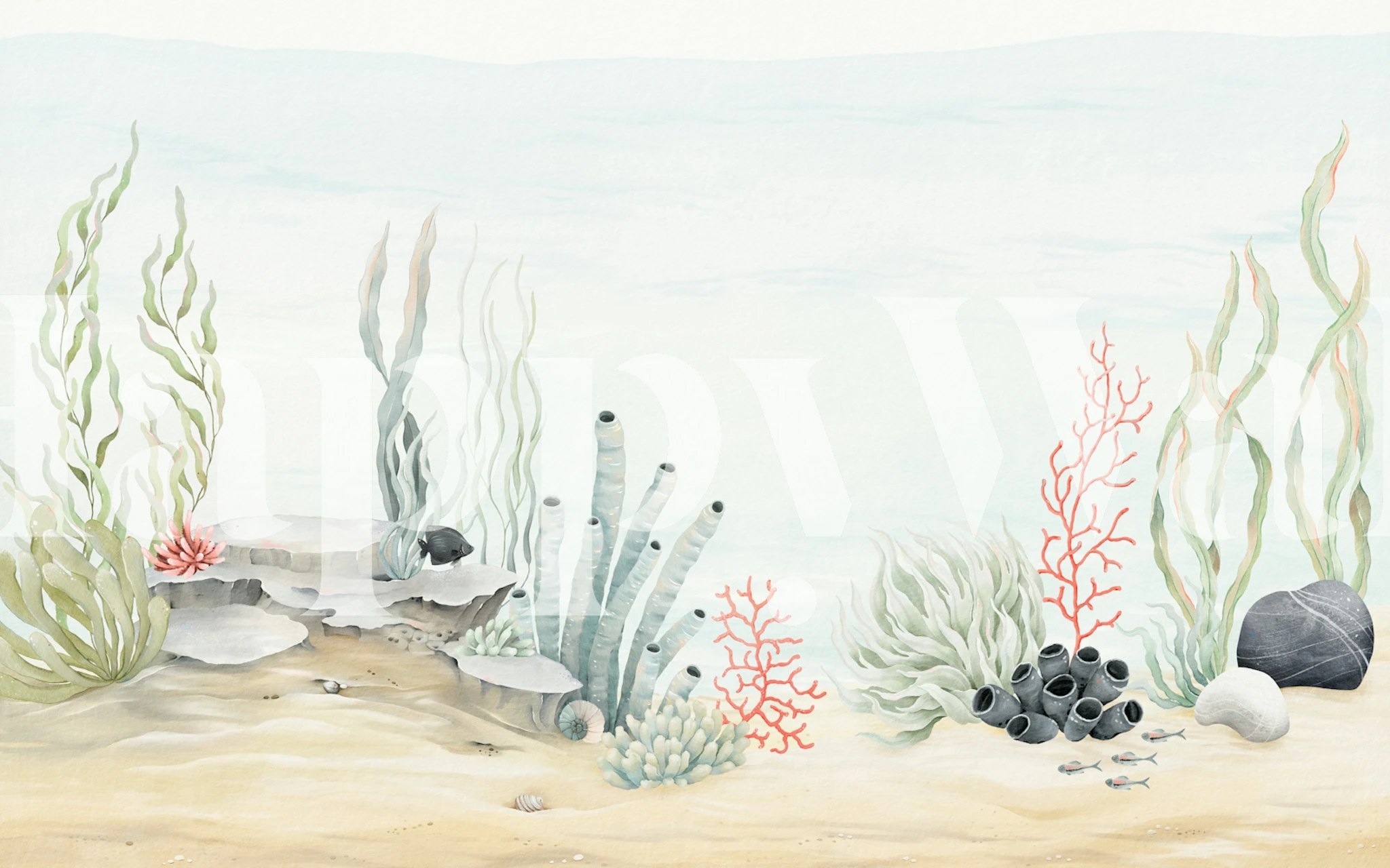 Papel de parede Ocean Flora em um cômodo