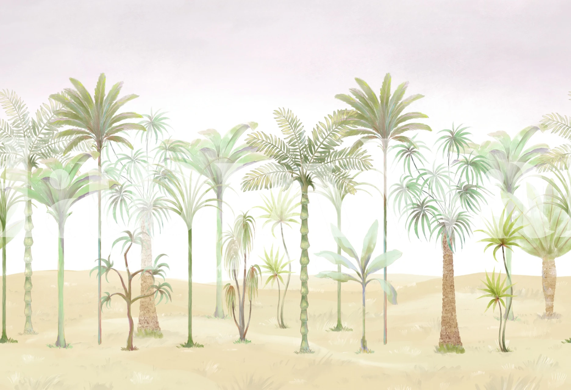 Sulīgs palmas koka tapete istabā