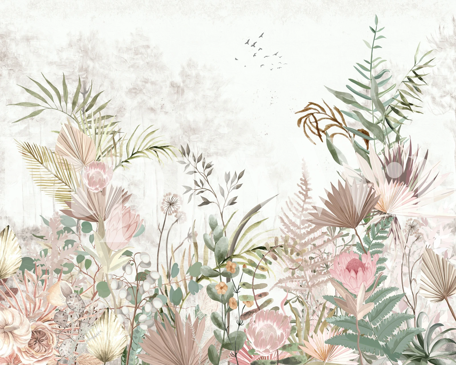 Chic floral elegance-tapet i ett modernt rum