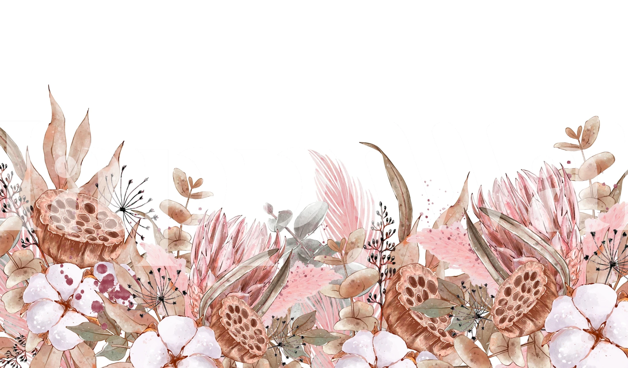 Boho Floral Protea Design wallpaper in a room