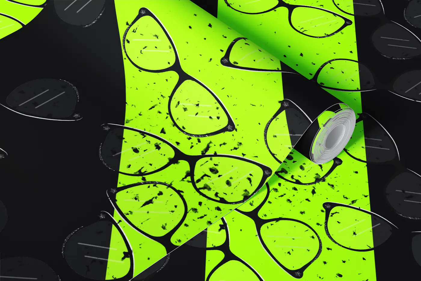 Neon Green Stripes Sunglasses wallpaper roll