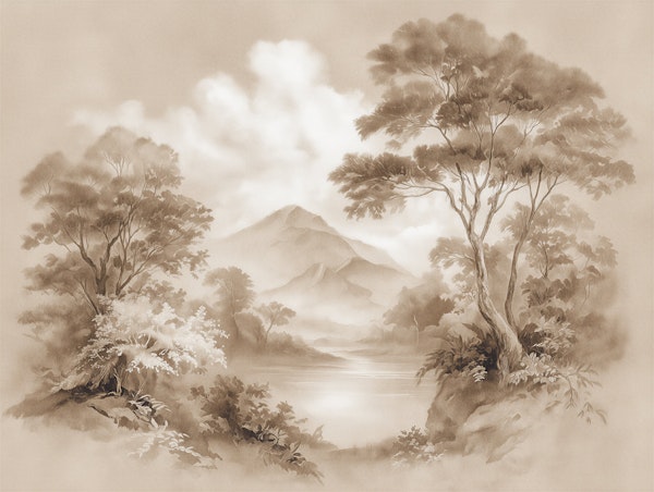 Vintage Sepia Forest Landscape