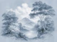 Dreamy Blue Forest and Mountain