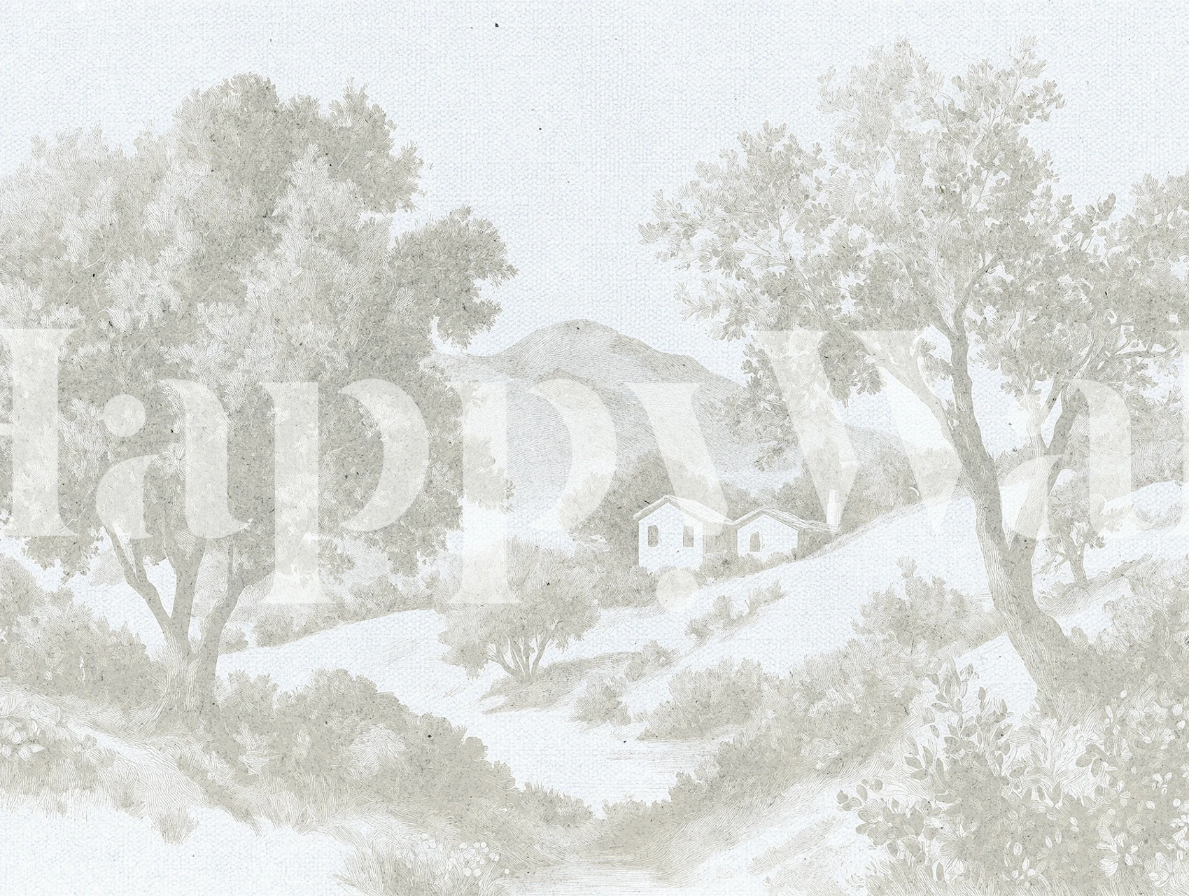 Vintage sepia landscape wallpaper in a room