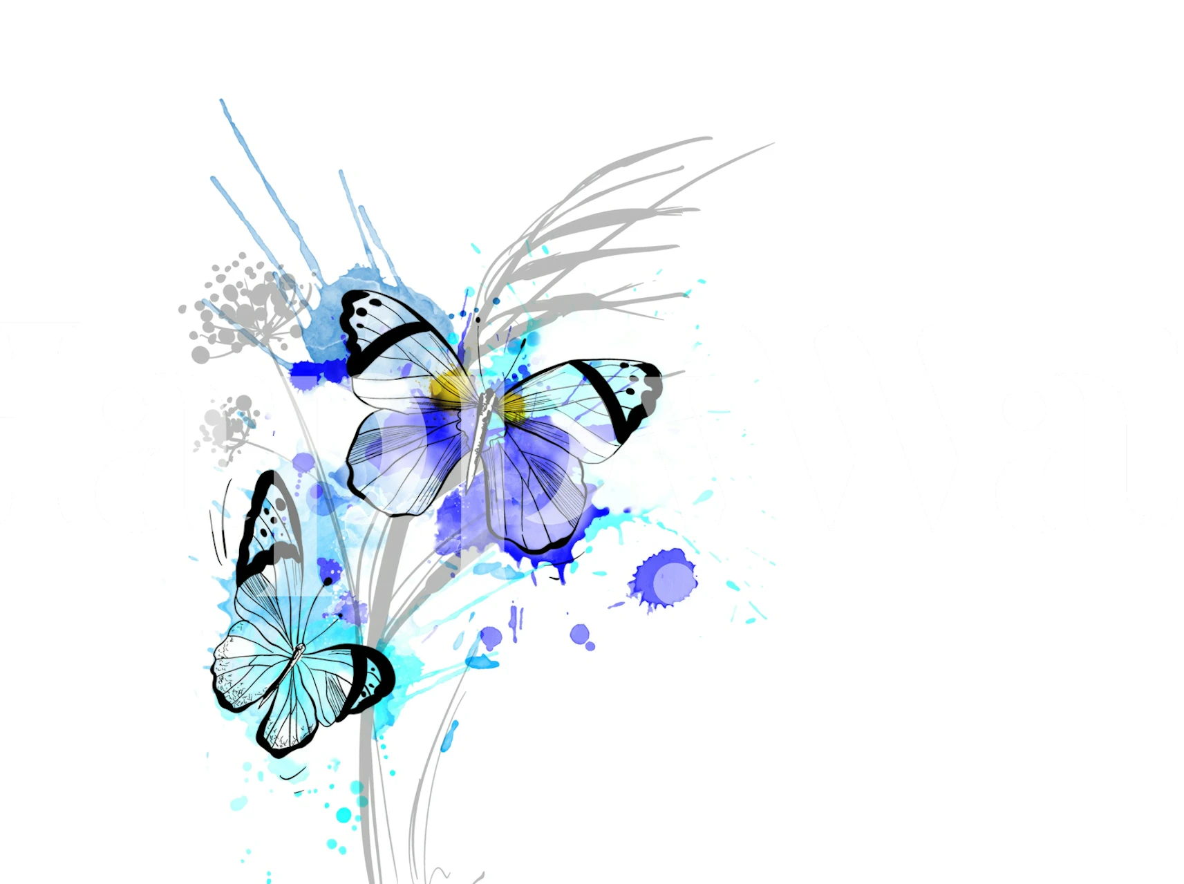 Modern Butterfly Splash Art wallpaper in a room