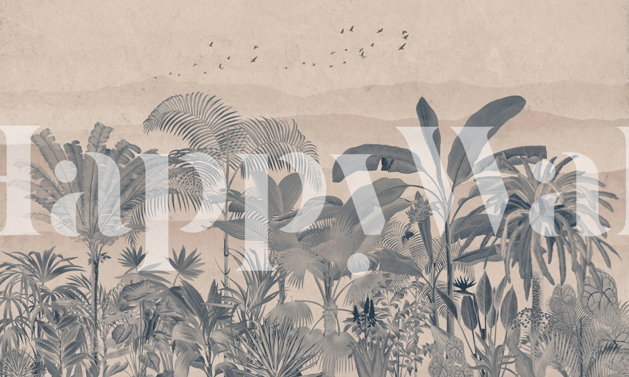 Exotic garden view wallpaper in a room