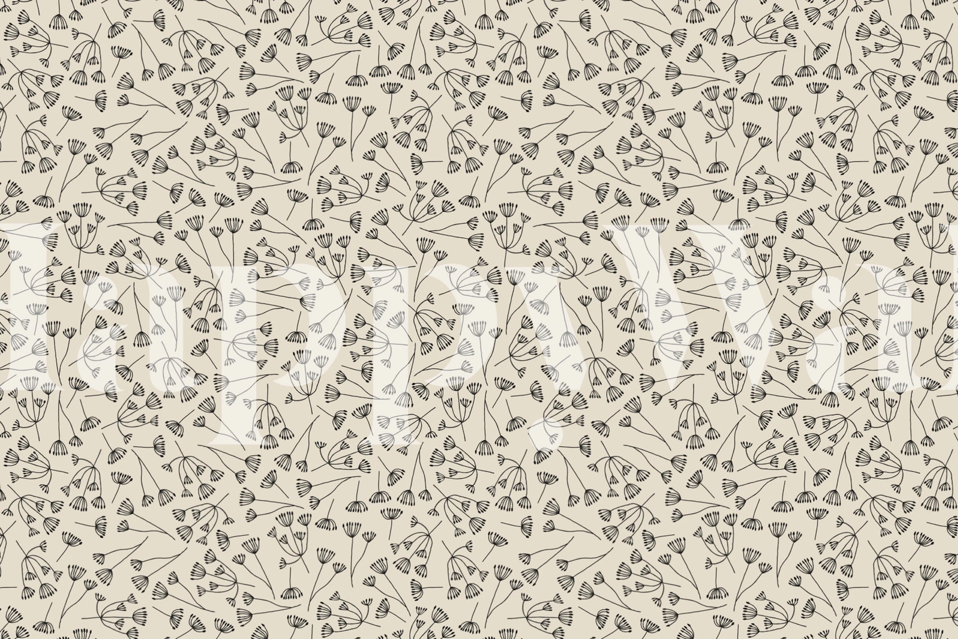 Black and white organic floral pattern wallpaper