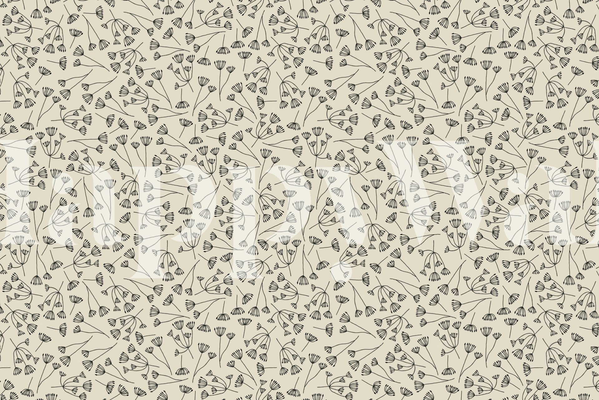 Black and white organic floral pattern wallpaper