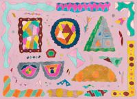 Multicolor Abstract Shapes Pink wallpaper