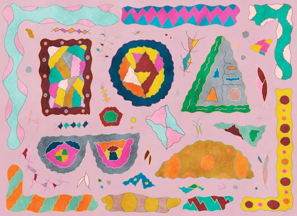 Multicolor Abstract Shapes Pink