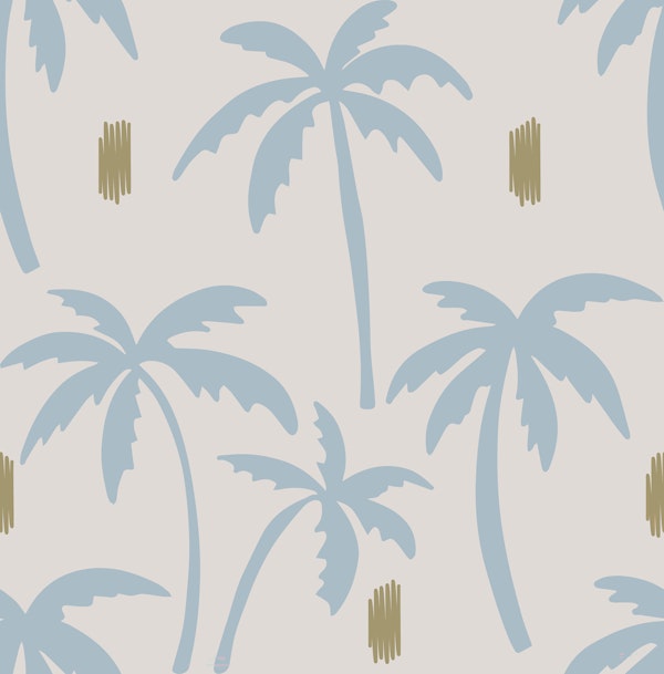 Boho Palm Trees Light Blue Coastal