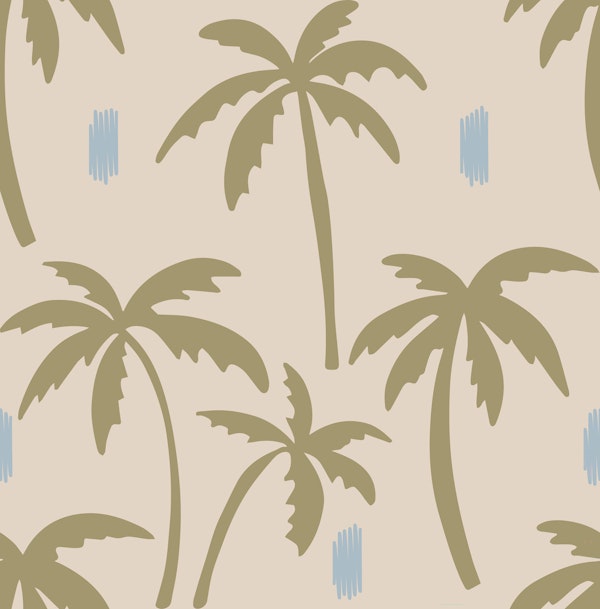 Boho Palm Trees Olive Green Coastal