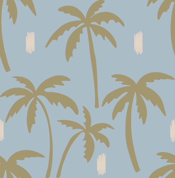 Boho Palm Trees Soft Blue Coastal