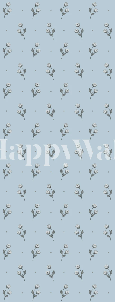 Powder Blue Floral Sprigs wallpaper