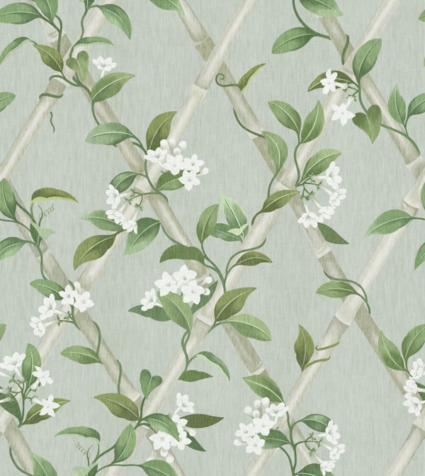 Jasmine Trellis Botanical - Misty Gray