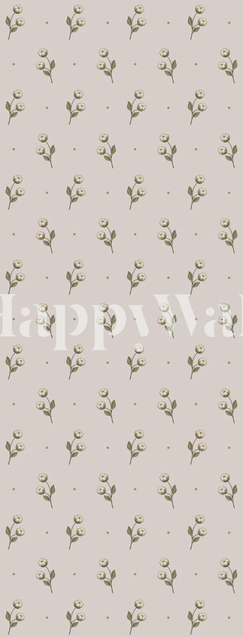 Minimal white peony sprigs tapeta v místnosti