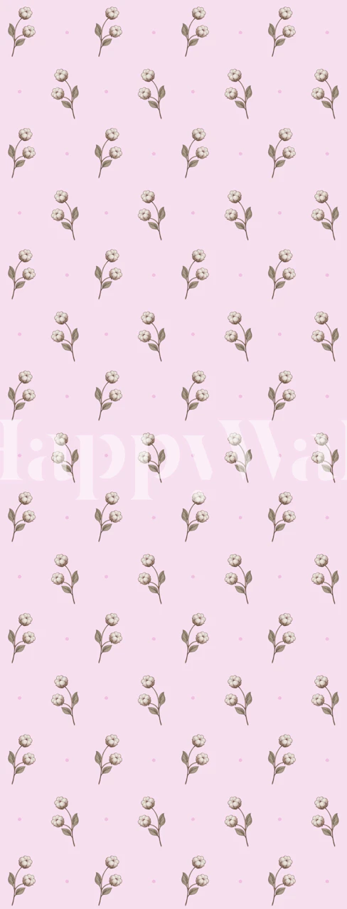 Blush pink floral sprigs tapet i et rum