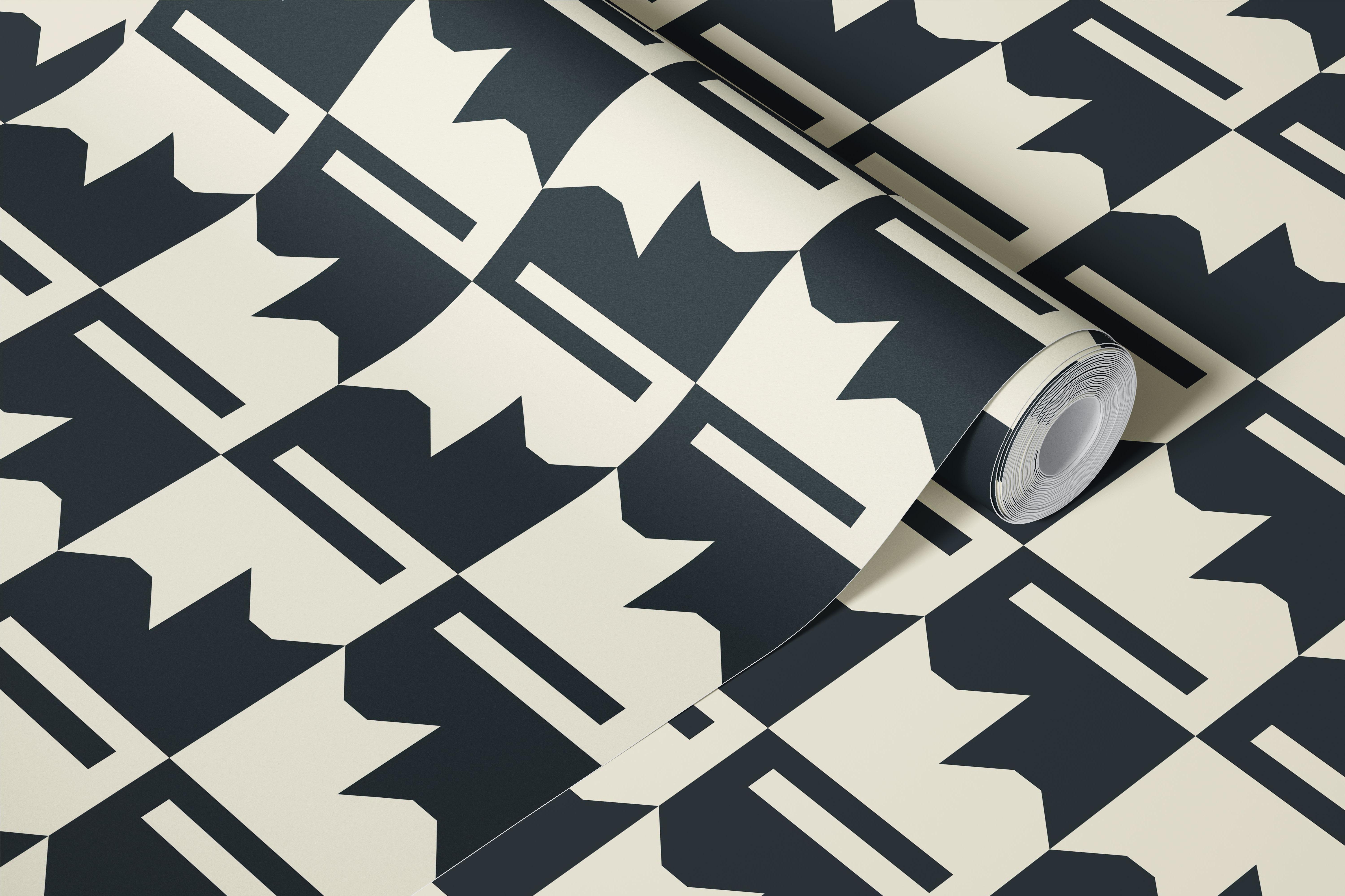 Černobílý kočičí tapetový design v místnosti