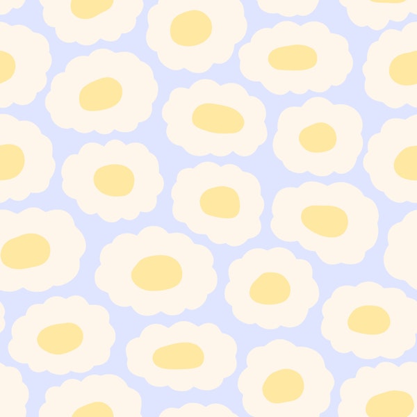 Cute Pastel Daisy clouds on blue sky