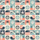 Surf Wave Palm Seaside Tiles Coral Teal