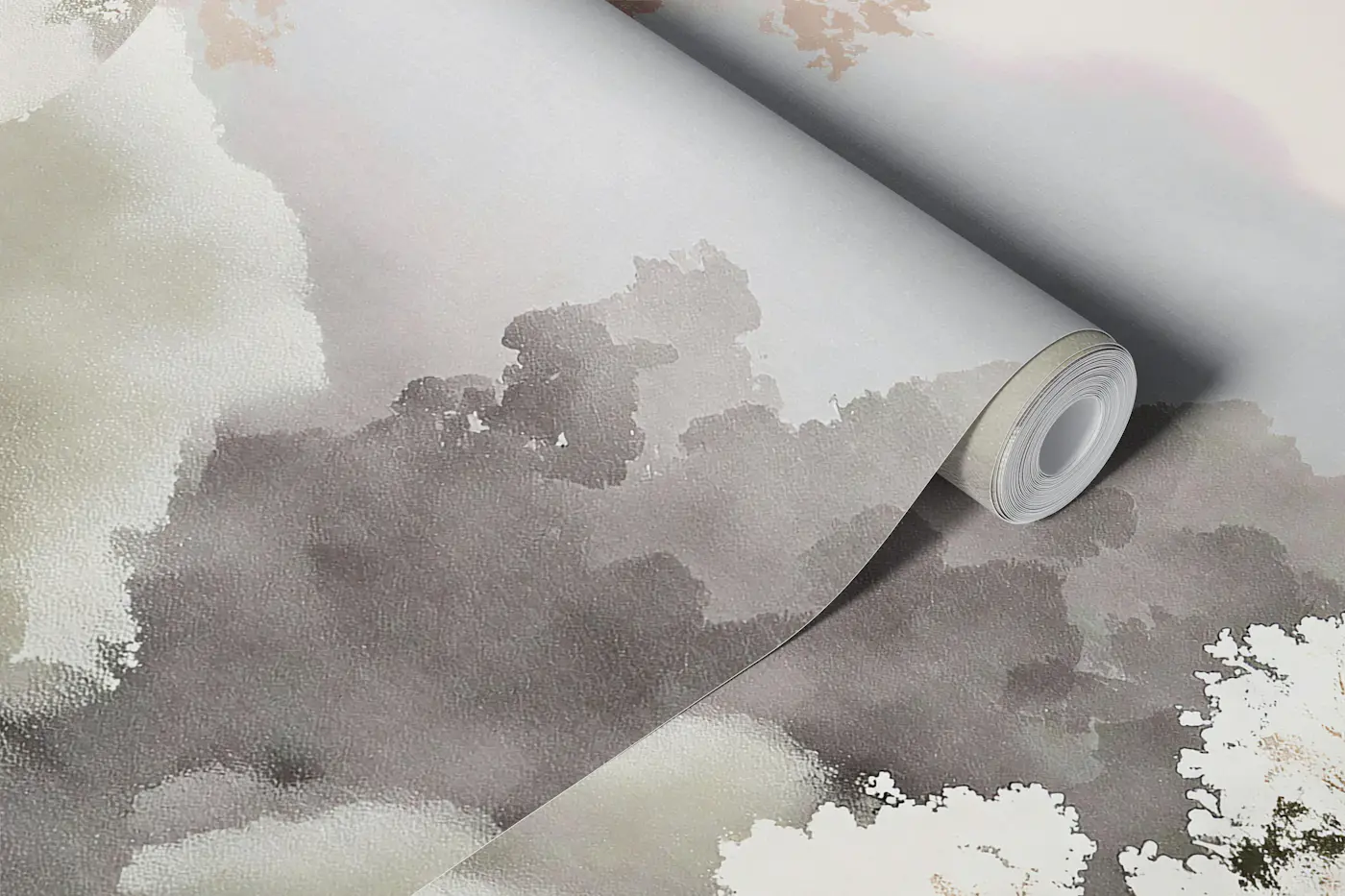 Misty River Valley Watercolor wallpaper roll