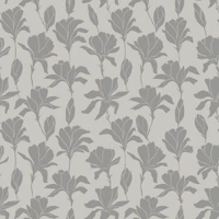 Soft Gray Botanical Magnolia Silhouettes wallpaper