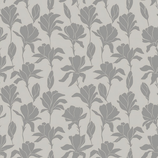 Soft Gray Botanical Magnolia Silhouettes