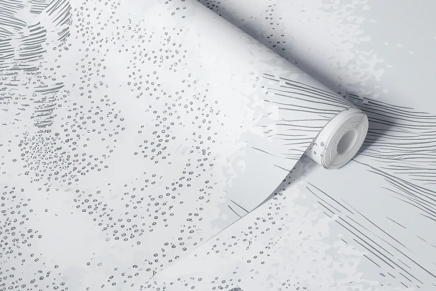 Minimal Ocean Wave Sketch wallpaper roll