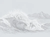 Minimal Ocean Wave Sketch behang