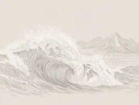Vintage Wave Line Art behang
