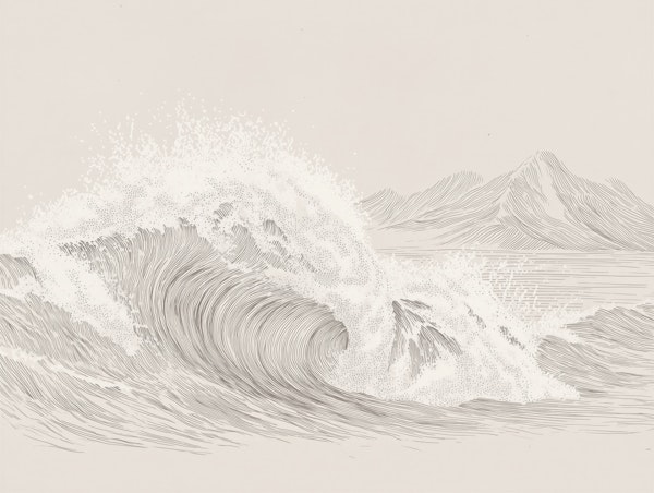 Vintage Wave Line Art
