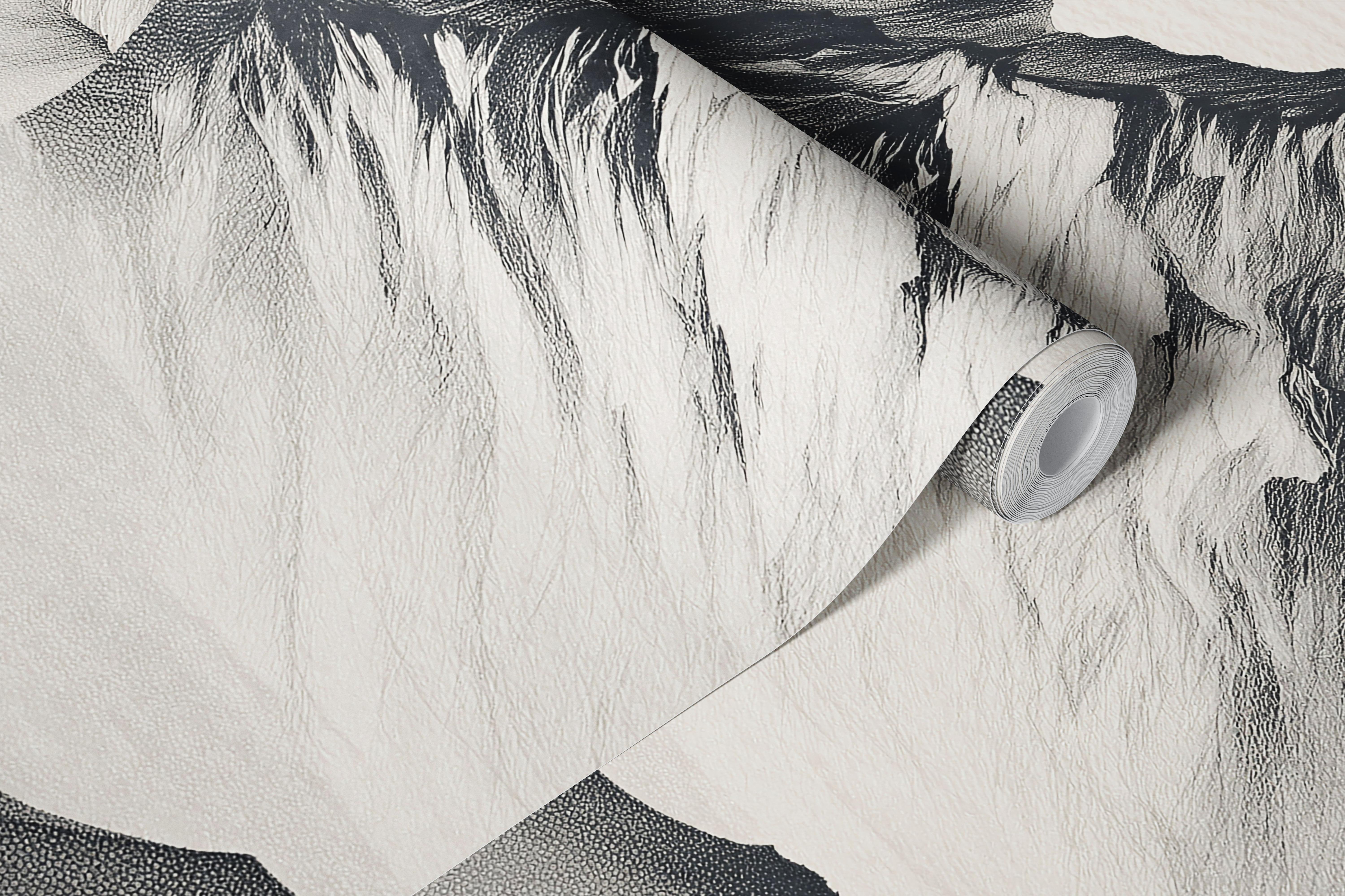 Carta da parati paesaggio alpino monocromatico in una stanza